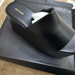 PrettyLittleThing Black Wedge Sandals